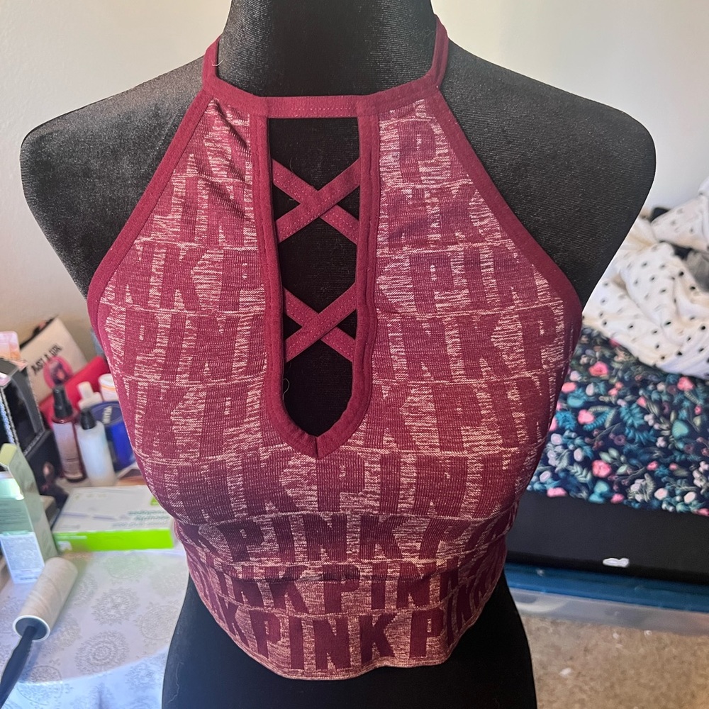 Pink sports bra
